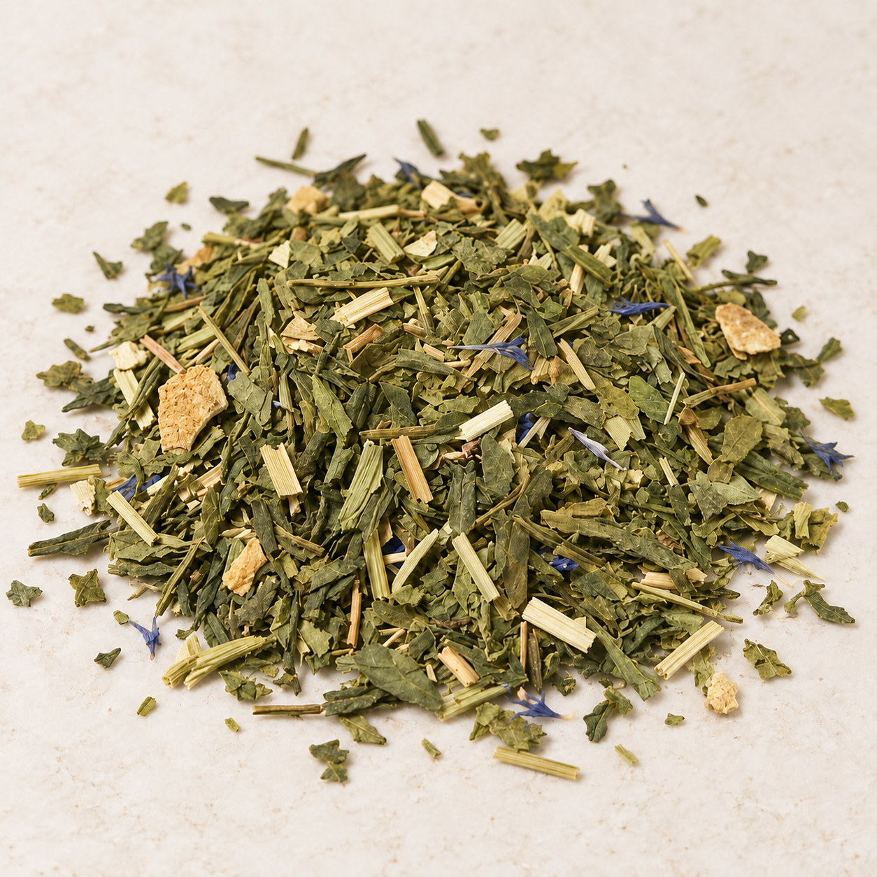 Bio Grünteemischung Sencha Mate Matcha Zitrus – originalgetreues Atelierbild