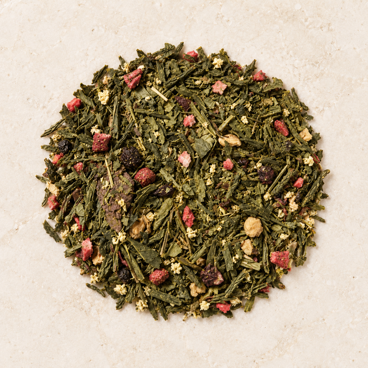Grünteemischung Sencha Erdbeer/Holunder/Mohnblüte – Atelier Produktbild