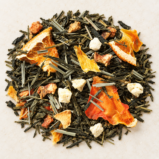 Grünteemischung Sencha Orange/Maracuja Orange-Maracuja-Note aromatisiert 1 kg – TEEMANDO Atelier