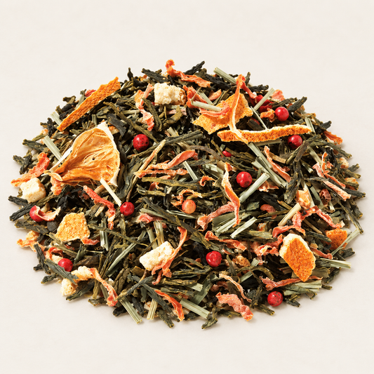 Grünteemischung mit schwarzem Tee Kuss der Karibik Grapefruit-Pfeffer-Note aromatisiert 1 kg – TEEMANDO Atelier