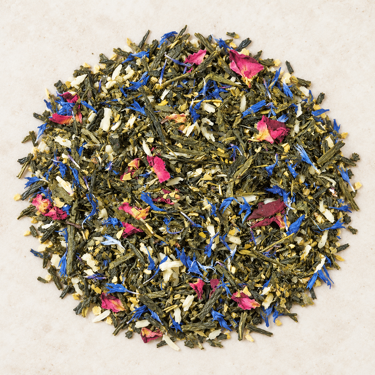 Grünteemischung Sencha Märchenwelt Süßmandel-Note aromatisiert 1 kg – TEEMANDO Atelier