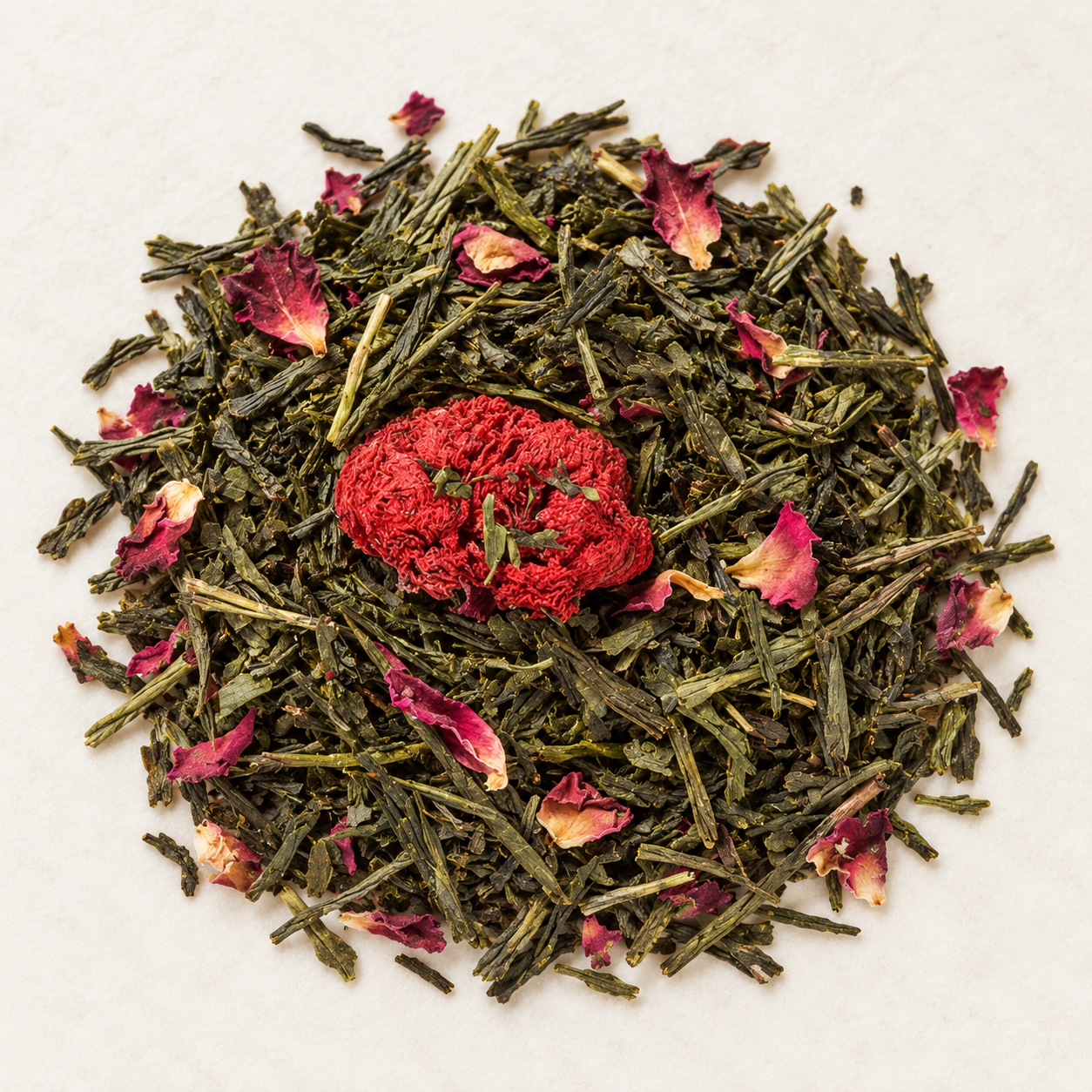 Grünteemischung Sencha Granatapfelblüte Granatapfel-Note aromatisert 1 kg – TEEMANDO Atelier