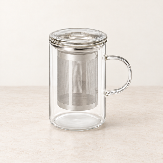 Teemando Atelier – Kräuterteetasse "Holma" mit Glasdeckel und Edelstahlsieb