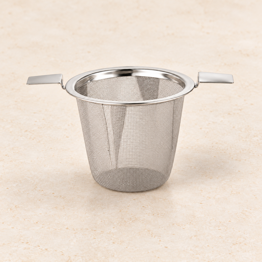 TEEMANDO Atelier – Dauerfilter mit 2 Henkeln "Piet" 18/8 Edelstahl H 6 cm, L 12 cm, Ø 7 cm – 1 Stück