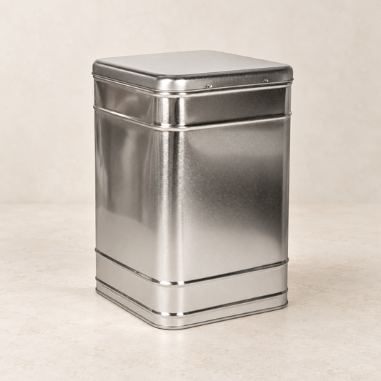 TEEMANDO Atelier – Vorratsdose mattsilber von Cha Cult, 2 kg Scharnierdeckel, eckig