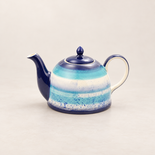 Keramikkanne Lenja mit blau-türkiser Aquarellglasur – 1 Stück | TEEMANDO Atelier