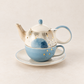 TEEMANDO Atelier – Tea for one Set "Belle" von Cha Cult, Keramik mit Goldauflage, 4-teilig Kanne: 0,4 l, Tasse: 0,2 l