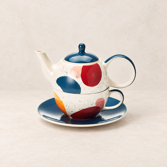 TEEMANDO Atelier – Tea for one Set "Lynnea" von Cha Cult, Keramik, 4-teilig Kanne: 0,4 l, Tasse: 0,2 l