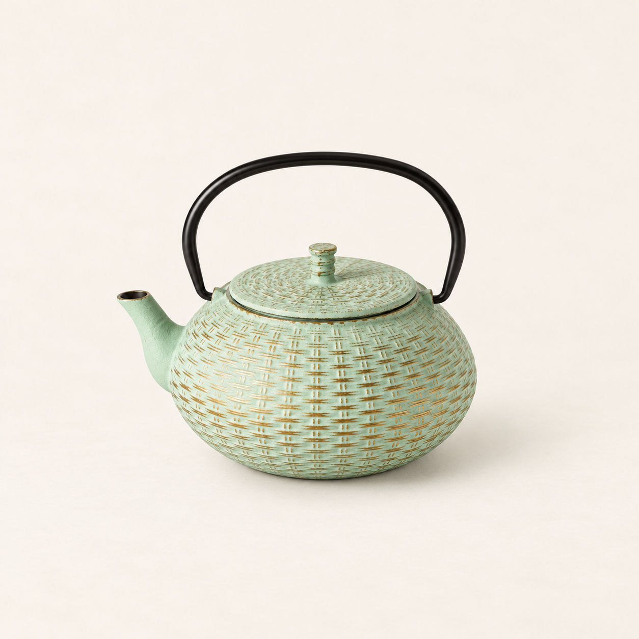 Kanne Fuzhou aus Gusseisen in Mint-Gold – 1 Stück | TEEMANDO Atelier