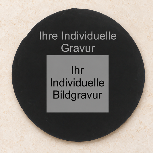 Bild Gravur auf Schieferplatte Rund 25cm Durchmesser graviert mit ihrem Wunschtext – TEEMANDO Atelier