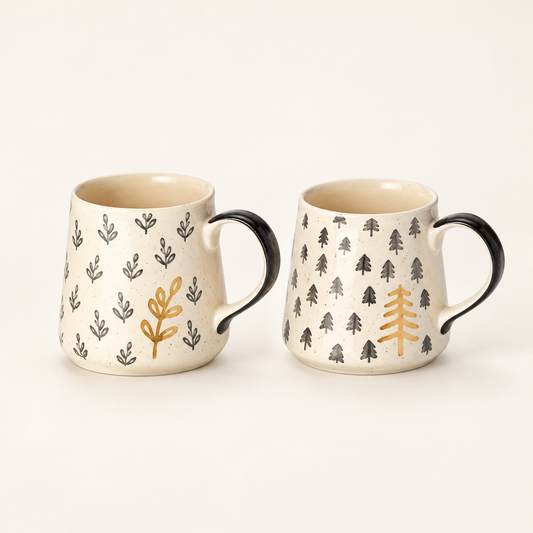 Becher "Blair" Steinzeug mit Goldauflage – 2er-Set