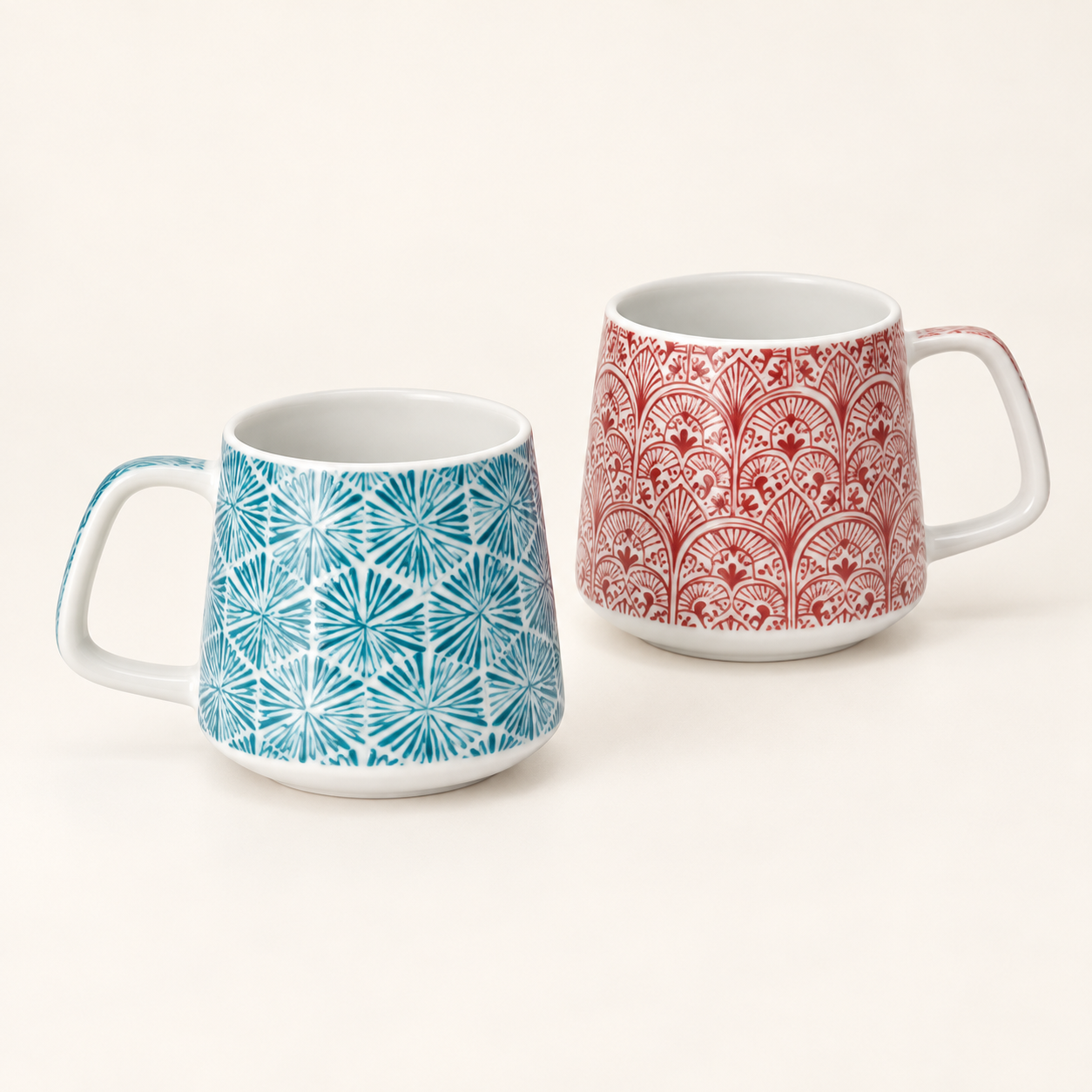 Becher "Boho" Porzellan mit Raised Effekt – 2er-Set