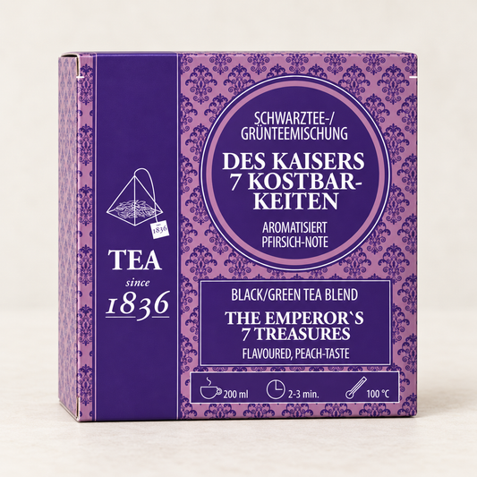 Des Kaisers 7 Kostbarkeiten – 50 Pyramidenbeutel – TEEMANDO Atelier