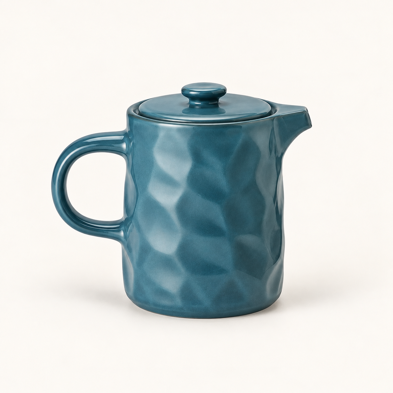 Kanne „Elara“ petrol mit Relief – TEEMANDO Atelier