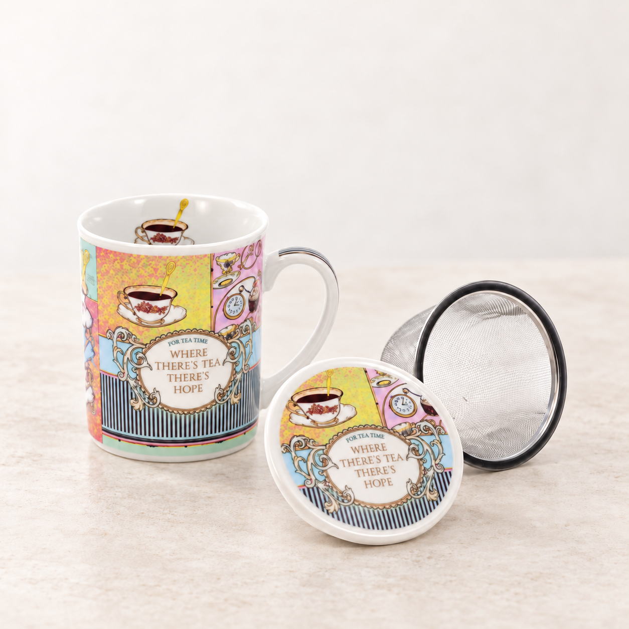 Kräuterteetasse Jamie Porzellan, 3-teilig mit Edelstahlsieb, 0,25 l Cha Cult