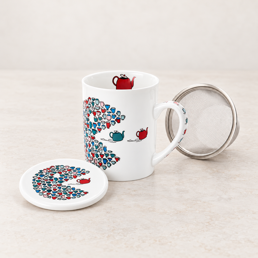 Kräuterteetasse Joe Porzellan, 3-teilig mit Edelstahlsieb, 0,25 l Cha Cult