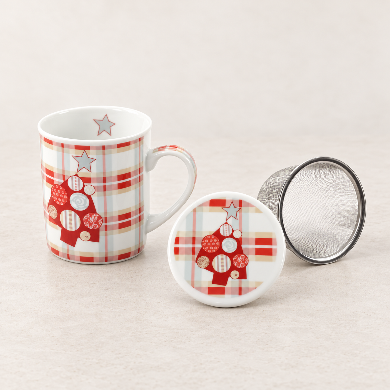 Kräuterteetasse Joel Porzellan, 3-teilig mit Edelstahlsieb, 0,25 l ChaCult
