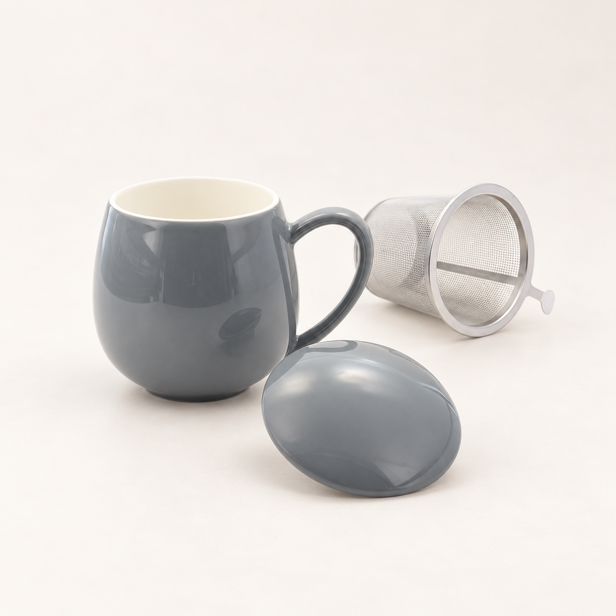 Kräuterteetasse Saara Porzellan grau Cha Cult