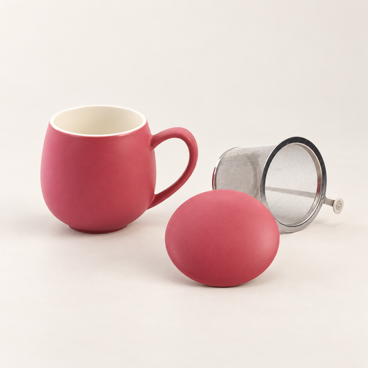 Kräuterteetasse Saara Porzellan matt beerenrot