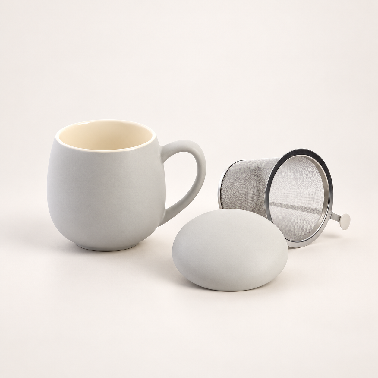 Kräuterteetasse Saara Porzellan matt grau