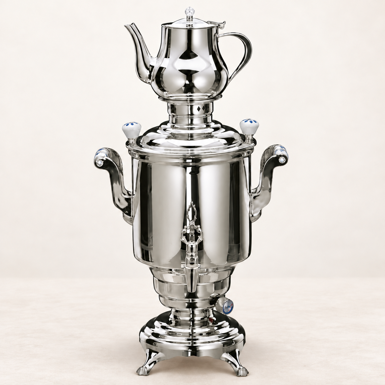 Samowar „Romanov III“ 5 l, Edelstahl – TEEMANDO Atelier