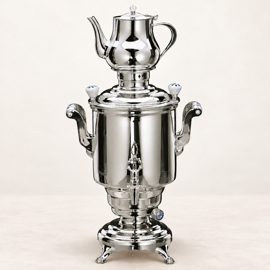 Samowar „Romanov III“ 5 l, Edelstahl – TEEMANDO Atelier