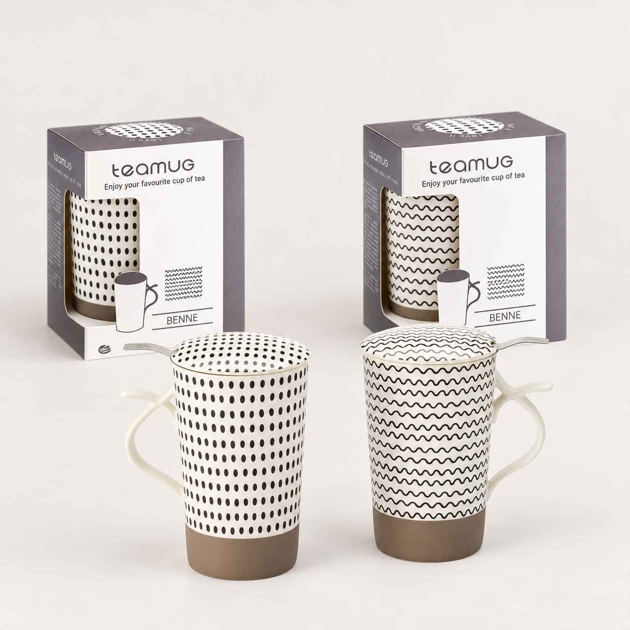 Teamug Benne – zwei sortierte Designs mit Originalverpackung im Atelier