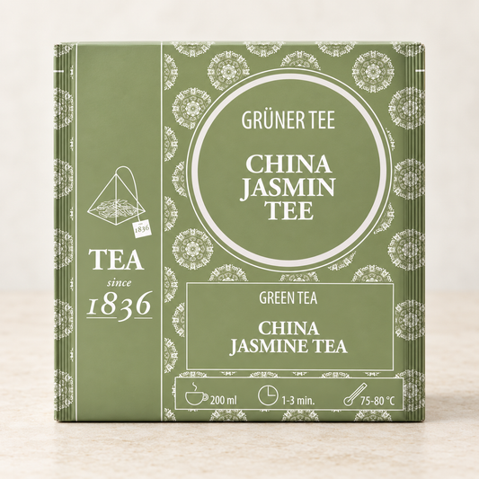 Grüner Tee China Jasmin 50 Pyramidenbeutel – TEEMANDO Atelierbild