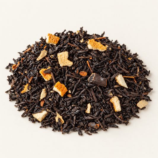 Schwarzteemischung Orientalische Gewürzmischung Orange-Zimt-Note – Atelieraufnahme