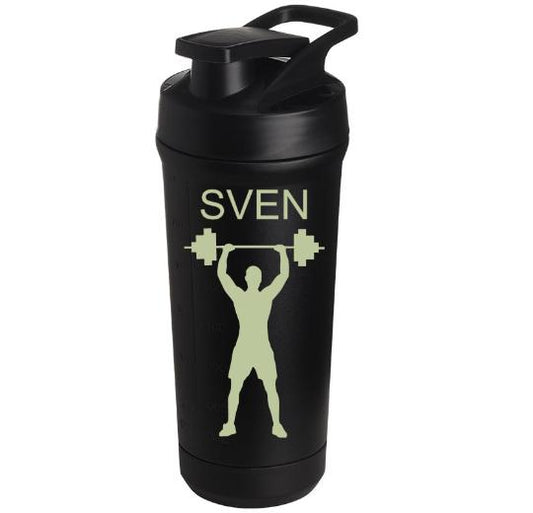 Teemando® individuell gravierter Premium Edelstahl Shaker mit deiner Wunschgravur 750ml, auslaufsicherer Deckel, Shaker-Ball, spülmaschinengeeignet für Proteinshakes, Fitness Diät Geschenk Bodybuilding