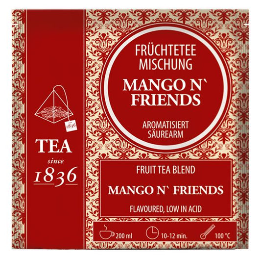 Früchteteemischung Mango ´n Friends Mango-Note aromatisiert 50 Pyramidenbeutel im Sachet à 4 g