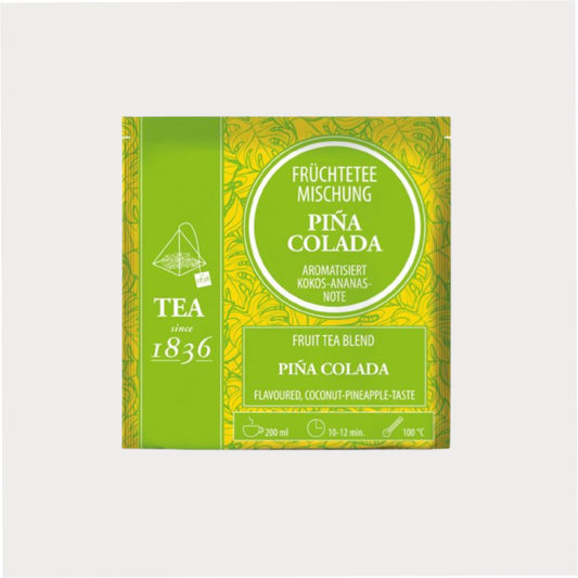 Früchteteemischung Pina Colada Kokos-Ananas-Note aromatisiert 50 Pyramidenbeutel im Sachet à 4 g