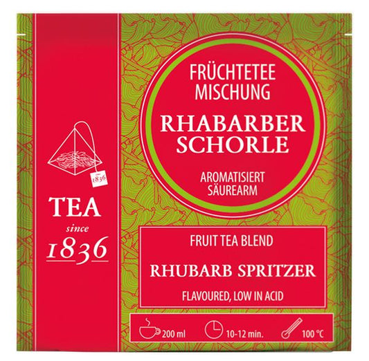 Früchteteemischung Rhabarberschorle Rhabarber-Note aromatisiert 50 Pyramidenbeutel