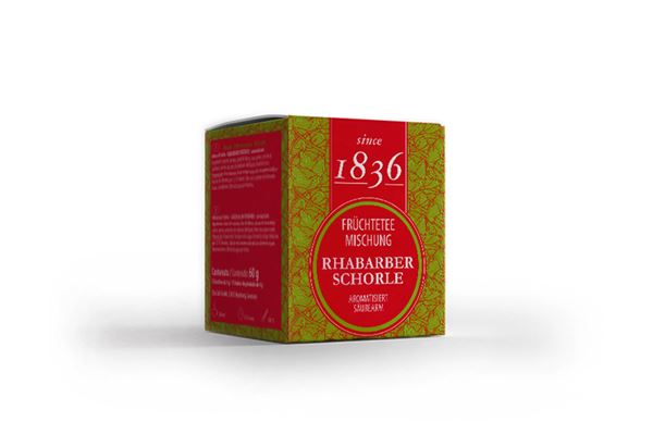 Früchteteemischung Rhabarberschorle Rhabarber-Note aromatisiert 50 Pyramidenbeutel im Sachet à 4 g