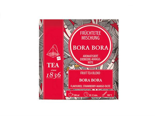 Früchteteemischung Bora Bora Erdbeer-Mango-Note aromatisiert 50 Pyramidenbeutel im Sachet à 4 g