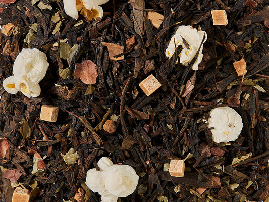 Schwarzteemischung Black Sencha Fernsehabend Popcorn-Karamell-Note aromatisiert, 1 kg