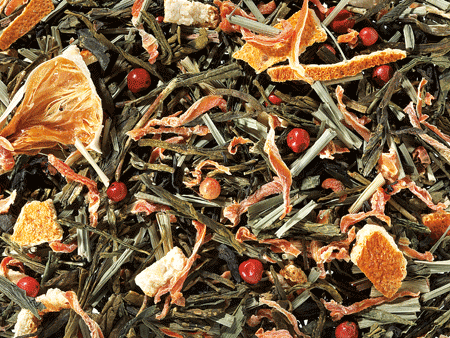 Grünteemischung mit schwarzem Tee Kuss der Karibik Grapefruit-Pfeffer-Note aromatisiert