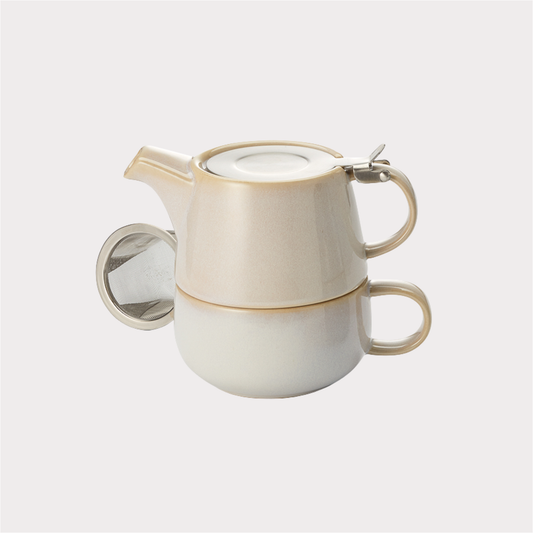 Tea for one Set "Tuva" Keramik, 4-teilig mit Edelstahlsieb- und -deckel ChaCult