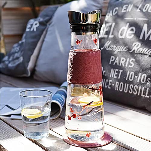 Eve Glaskaraffe „Cherry Blossom" Tee-/Kaffeezubereiter aus Glas mit Edelstahlsieb und -deckel. Mit Untersetzer 1,25 l , H 30 cm, Ø 10 cm