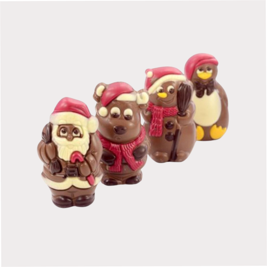 Schokoladenfiguren, 4-fach "Santa, Jules, Snow, Happy" 55g