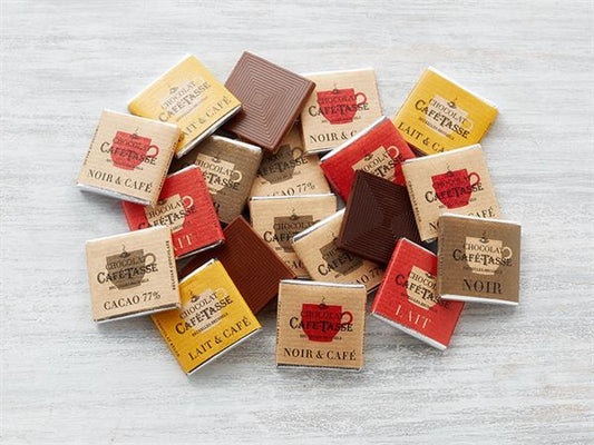 Café Tasse Mini Schokoladen Mix aus 5 Sorten lose, 1,2 kg, 240 Stück. à 5 Gramm
