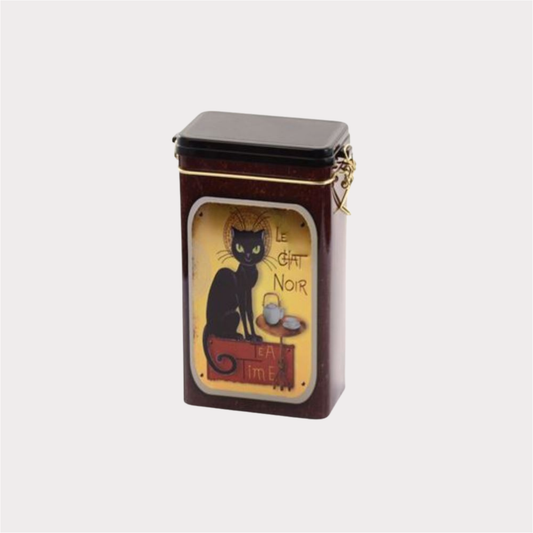 Dose "Le Chat Noir" von Cha Cult, 500g, eckig, mit Aroma-Bügelverschluss, geprägt