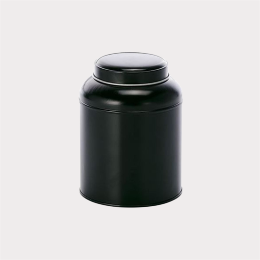Dose "Globe" von Cha Cult, 230 g rund, schwarz, mit Innendeckel