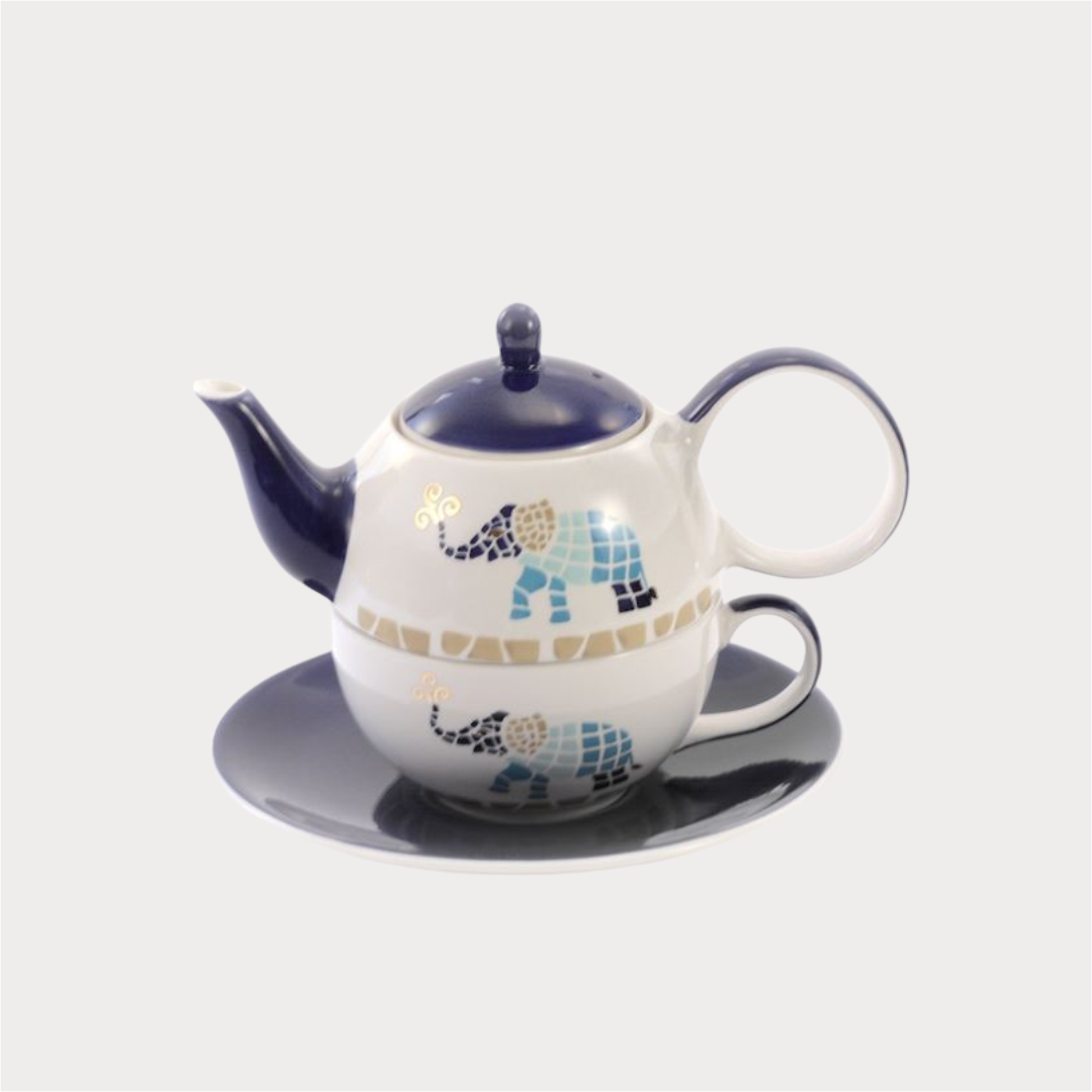 Tea for one Set VOI  Keramik mit Goldauflage 4-teilig Cha Cult Kanne 0,4l,