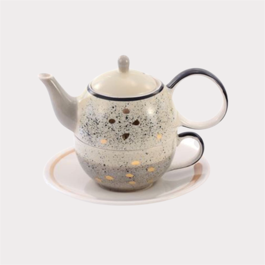 Tea for one Set "Sao" von Cha Cult, Keramik mit Goldauflage, 4-teilig, Kanne: 0,4 l, Tasse: 0,2 l