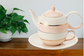 Tea for one Set "Lieske" von Cha Cult, rosa Keramik mit Goldauflage, 4-teilig Kanne: 0,4 l, Tasse: 0,2 l