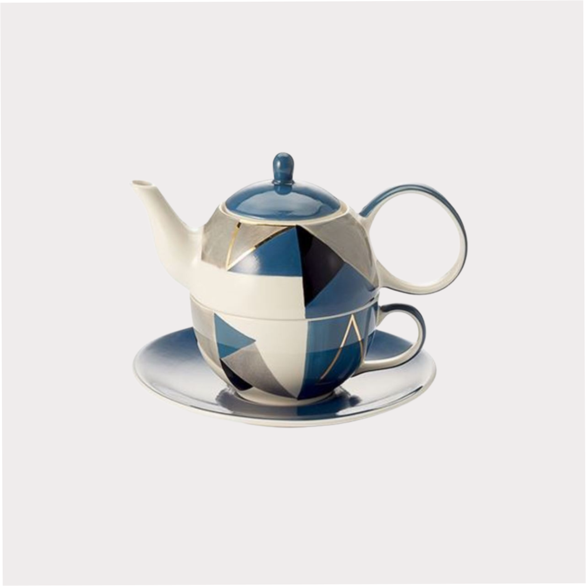 Tea for one Set "Caspian" von Cha Cult, Keramik mit Goldauflage, 4-teilig Kanne: 0,4 l, Tasse: 0,2 l