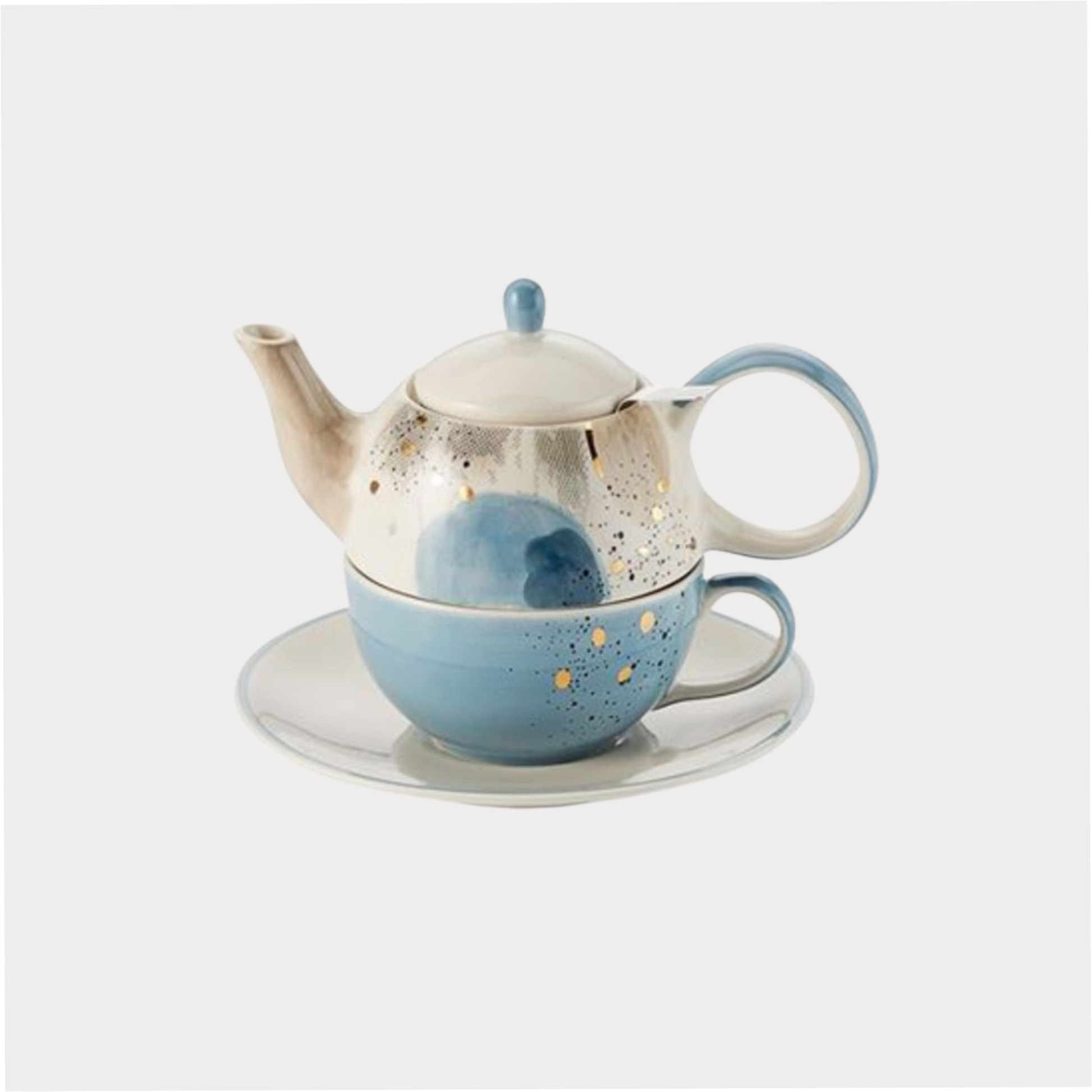 Tea for one Set "Belle" von Cha Cult, Keramik mit Goldauflage, 4-teilig Kanne: 0,4 l, Tasse: 0,2 l
