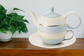 Tea for one Set "Lieske" von Cha Cult, blau Keramik mit Goldauflage, 4-teilig Kanne: 0,4 l, Tasse: 0,2 l