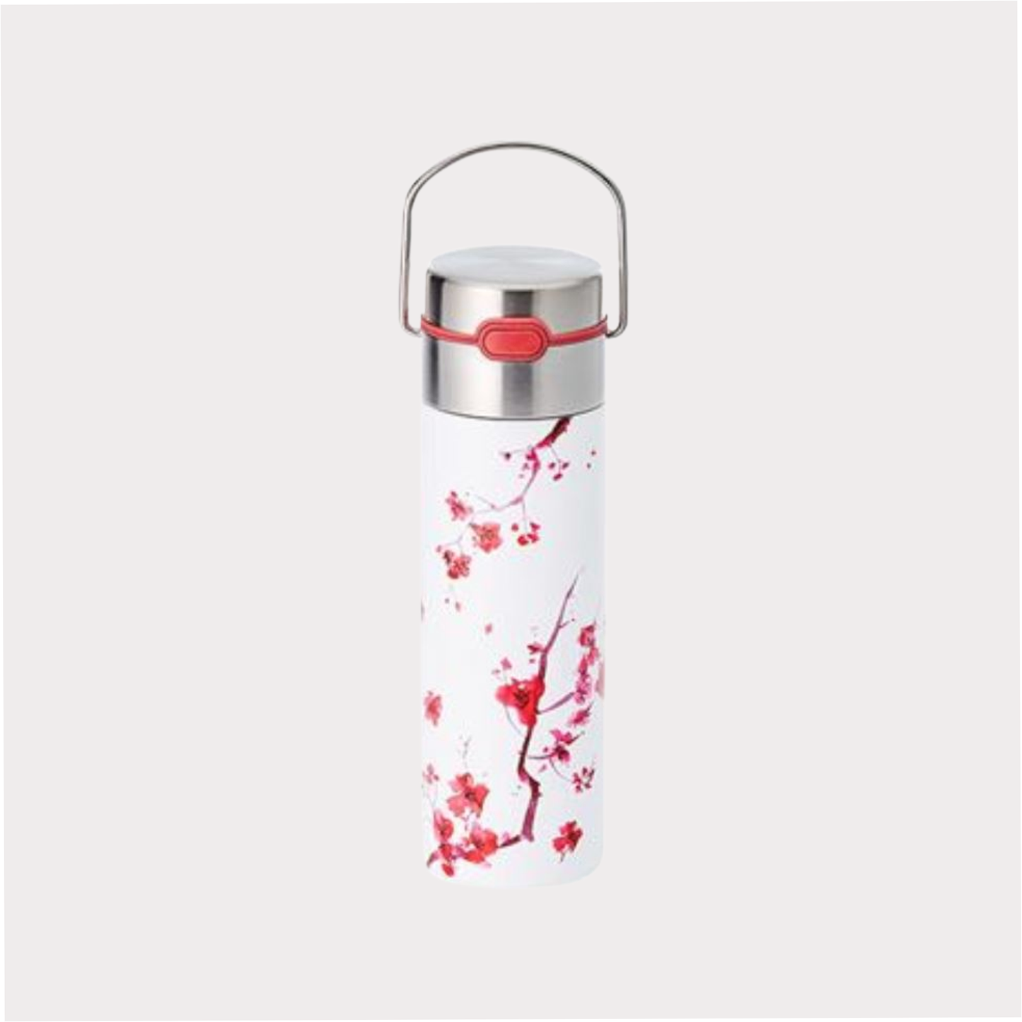 Leeza® Trinkflasche "Cherry Blossom" doppelwandiger Edelstahl, inkl. Edelstahlsieb und Trinkdeckel 0,5 l